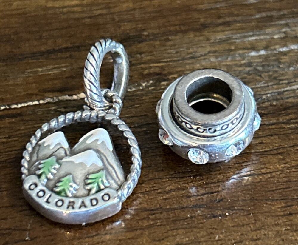 Brighton Colorado Rocky Mountain Slide Charm Rhinestone Spacer Bead Set